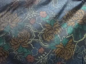 アンティーク　菊模様織出し本場泥大島紬着物